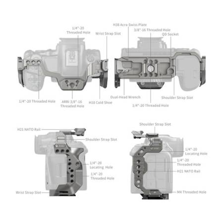 SmallRig 4977 - klatka operatorska do Canon EOS R5 II z mocowaniem HawkLock QR_Możliwości mocowań_2